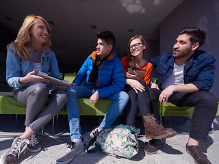 Image showing students group working on school  project  together