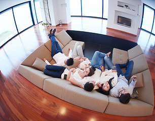 Image showing friends group get relaxed at home