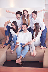 Image showing group of friends taking selfie