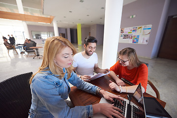 Image showing students group working on school  project  together