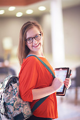 Image showing student girl with tablet computer