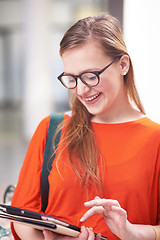 Image showing student girl with tablet computer