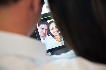 Image showing couple at modern home using tablet computer