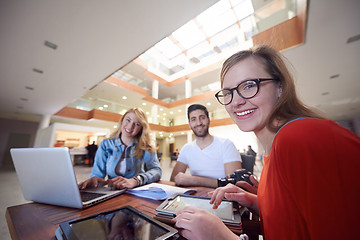 Image showing students group working on school  project  together