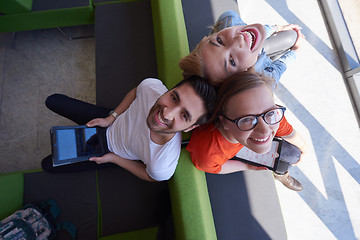 Image showing students group working on school  project  together