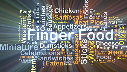 Image showing Finger food background concept glowing