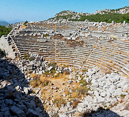 Image showing the old  temple and theatre in termessos antalya turkey asia sky