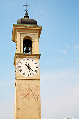 Image showing  clock tower in italy   stone and bell