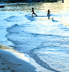 Image showing   kho phangan bay abstract of a blue  gold people children