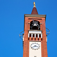 Image showing ancien clock tower in italy europe old  stone and bell