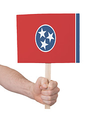 Image showing Hand holding small card - Flag of Tennessee