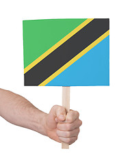 Image showing Hand holding small card - Flag of Tanzania