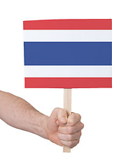 Image showing Hand holding small card - Flag of Thailand