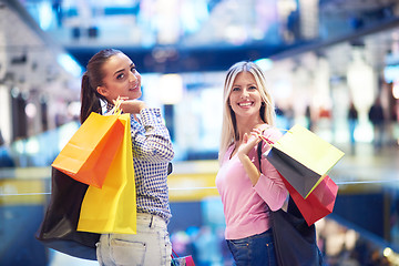 Image showing happy young girls in  shopping mall