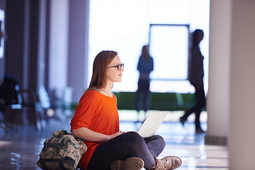 Image showing student girl with laptop computer