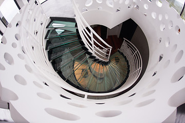 Image showing modern glass spiral staircase