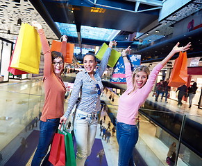 Image showing happy young girls in  shopping mall