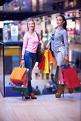 Image showing happy young girls in  shopping mall