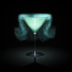 Image showing blue smoking cocktail glass