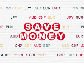 Image showing Currency concept: Save Money on wall background