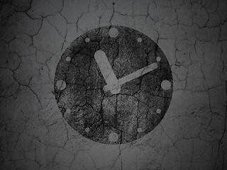 Image showing Timeline concept: Clock on grunge wall background