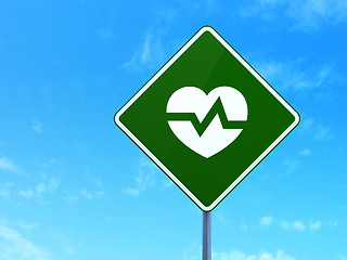 Image showing Medicine concept: Heart on road sign background