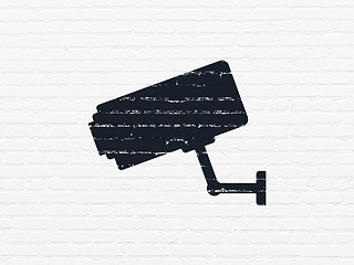 Image showing Privacy concept: Cctv Camera on wall background