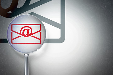 Image showing Business concept:  Email with optical glass on digital background