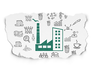 Image showing Finance concept: Industry Building on Torn Paper background