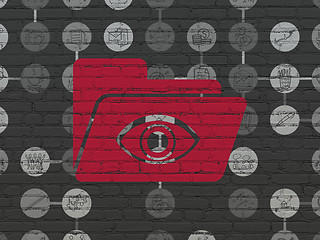 Image showing Business concept: Folder With Eye on wall background