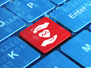 Image showing Insurance concept: Heart And Palm on computer keyboard background