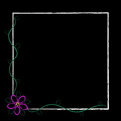 Image showing Black Grunge Flower Frame