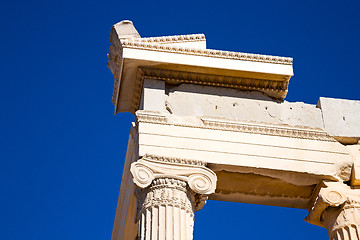 Image showing historical   in greece the old   parthenon