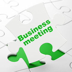 Image showing Business concept: Business Meeting on puzzle background