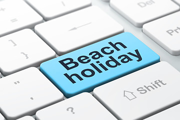 Image showing Travel concept: Beach Holiday on computer keyboard background