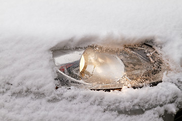 Image showing Snowy car