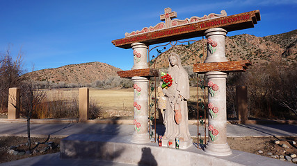 Image showing Statue at El Santuario de Chimayo in Chimayo, New Mexico.