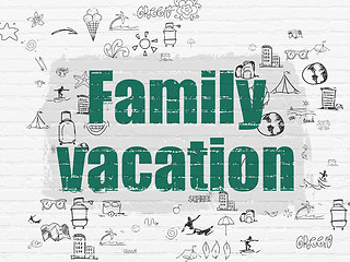 Image showing Vacation concept: Family Vacation on wall background