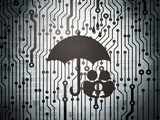 Image showing Security concept: circuit board with Family And Umbrella