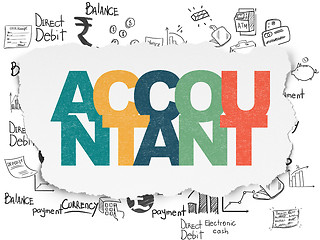 Image showing Currency concept: Accountant on Torn Paper background