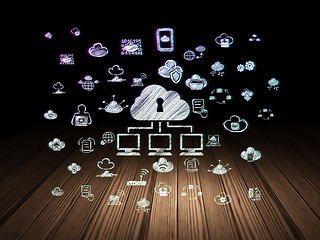 Image showing Cloud technology concept: Cloud Network in grunge dark room