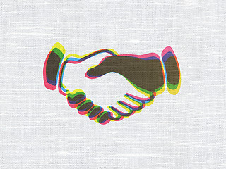 Image showing Business concept: Handshake on fabric texture background