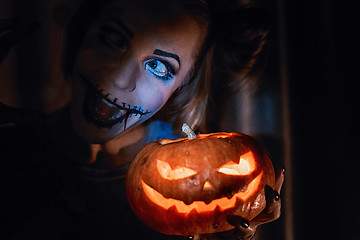 Image showing Horrible girl with scary mouth and eyes