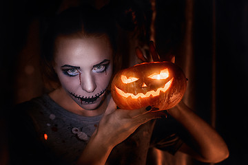 Image showing Horrible girl with scary mouth and eyes