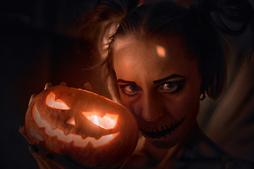 Image showing Horrible girl with scary mouth and eyes