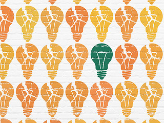 Image showing Business concept: light bulb icon on wall background