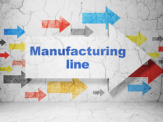 Image showing Manufacuring concept: arrow with Manufacturing Line on grunge wall background