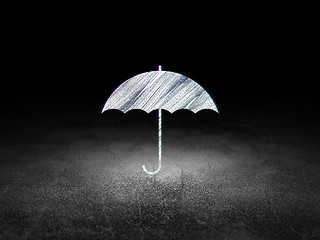 Image showing Privacy concept: Umbrella in grunge dark room