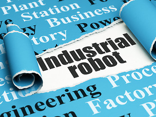 Image showing Industry concept: black text Industrial Robot under the piece of  torn paper
