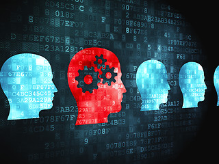 Image showing Learning concept: Head With Gears on digital background